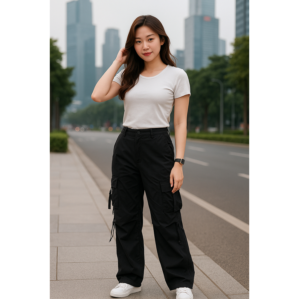 Bangkok Black Cargo Pants - Stylish ใส่สบายและยืดหยุ่น Bangkok Cargo Pants ทุกขนาด