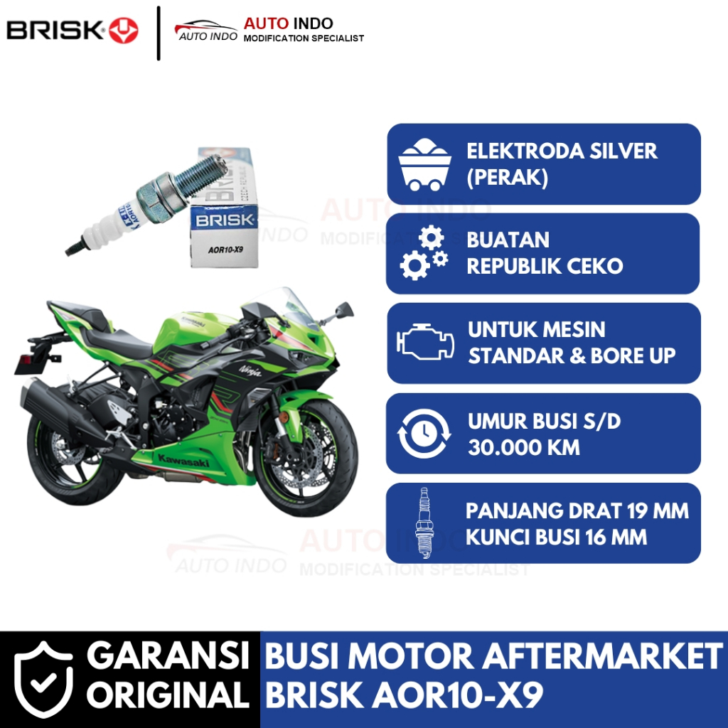 หัวเทียนรถจักรยานยนต์ Brisk Xline Racing OR10-X9 สําหรับ Kawasaki ZX6R | รับประกันเดิม | ประแจหัวเที