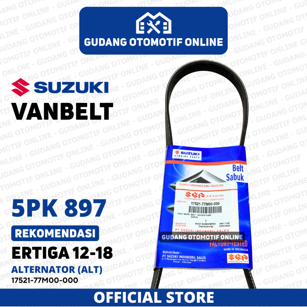 Fanbelt Fanbelt ALT Suzuki ไดชาร์จ Ertiga 2012 - 2018 5PK 897 Original ORI 17521-77M00-000