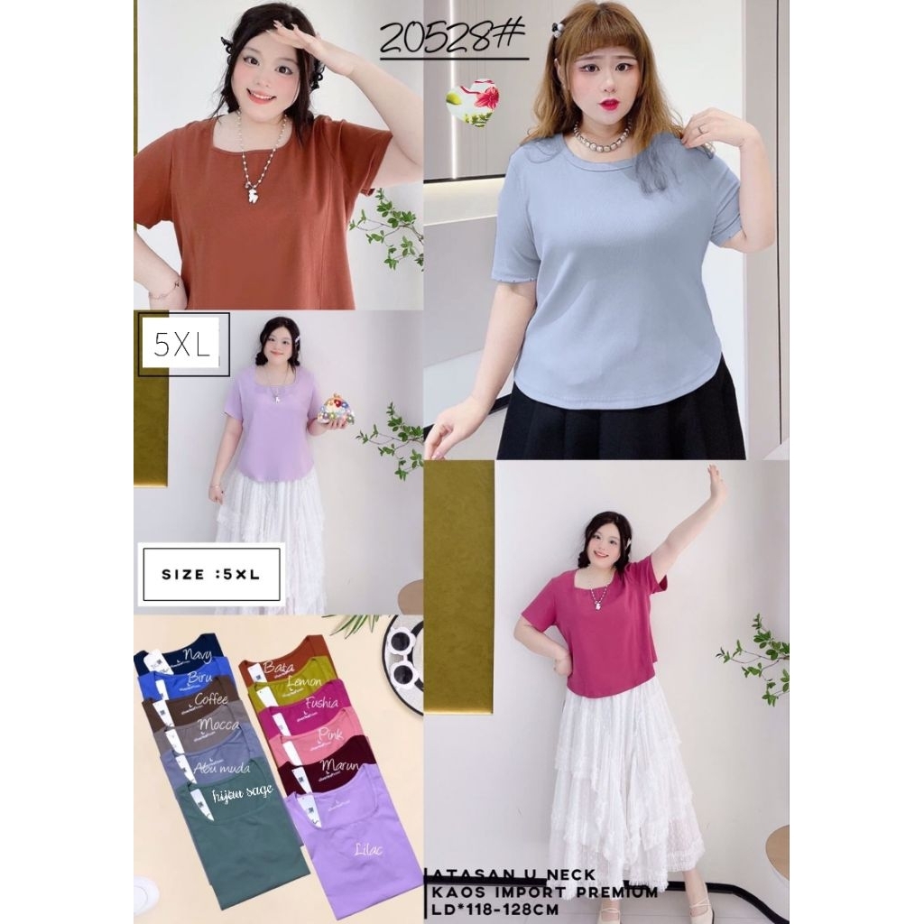 MS 20528 เสื้อยืดท็อปคอ U ระดับพรีเมียม 5xl นําเข้า