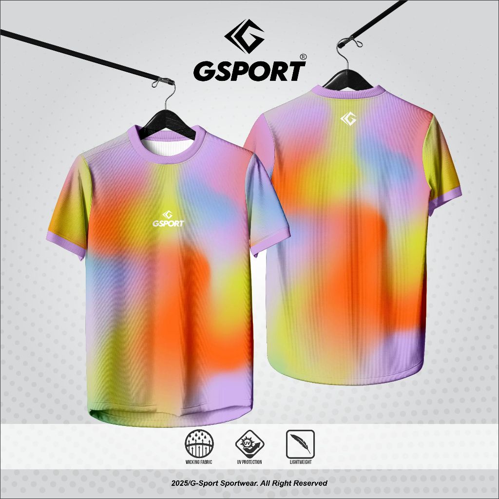 GSPORT Gradient Running printing ฟรีขอการออกแบบเสื้อวิ่งแบบกําหนดเองแบบแห้งระดับพรีเมียม
