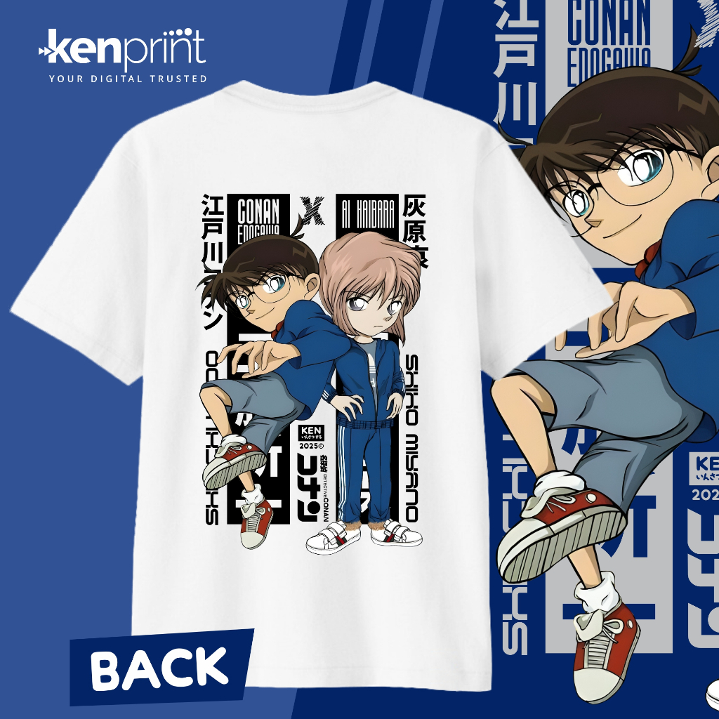 เสื้อยืดอนิเมะ DE PROTECTIVE CONAN | CONAN ADOAWA X AI HAIBARA | ไม่ใช่อย่างเป็นทางการ | พรีเมี่ยมคอ