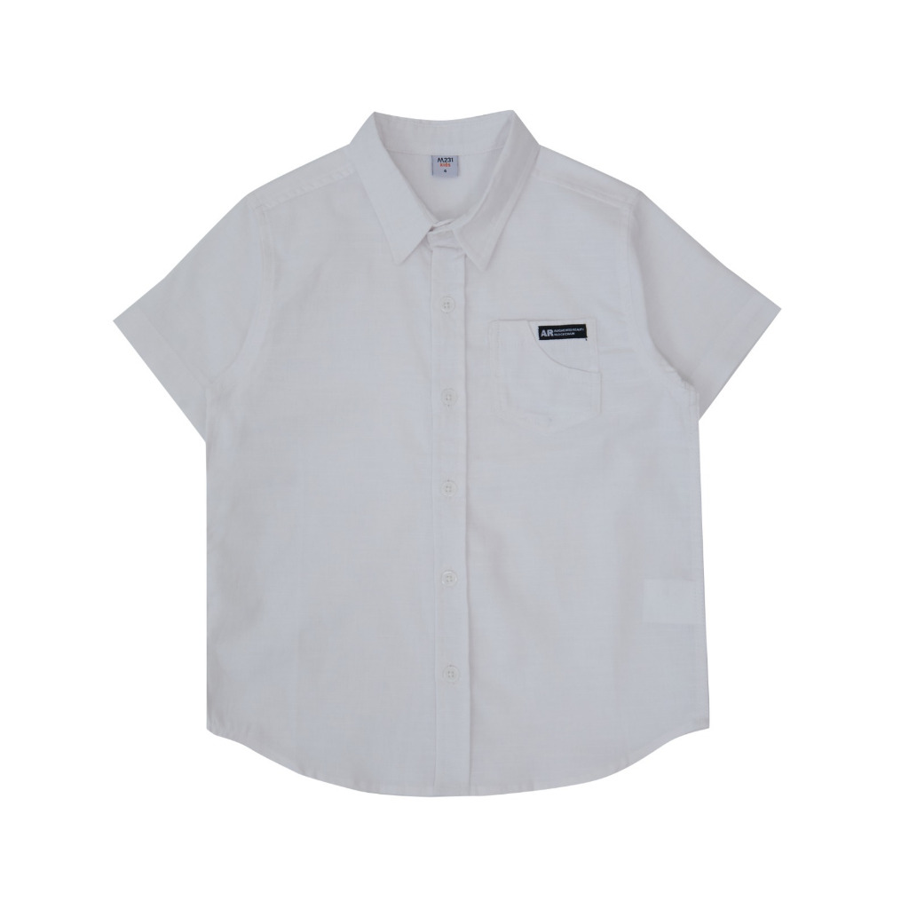 KEMEJA M231 เสื้อเชิ้ตสีขาวสั้นธรรมดาสําหรับเด็กผู้ชาย 1126A