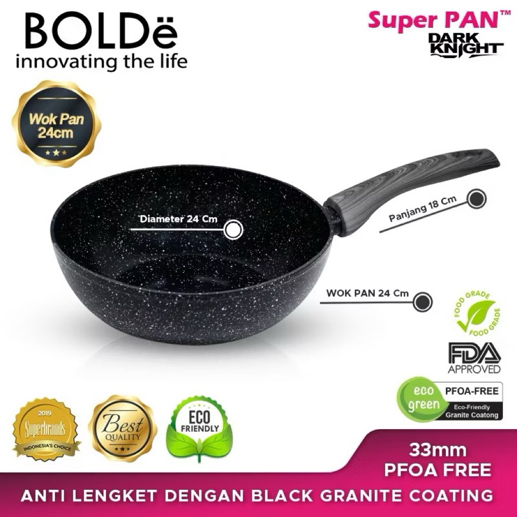 BOLDe Super Pan Wajan/Wok Black 24cm / Beige 24cm Non-Stick