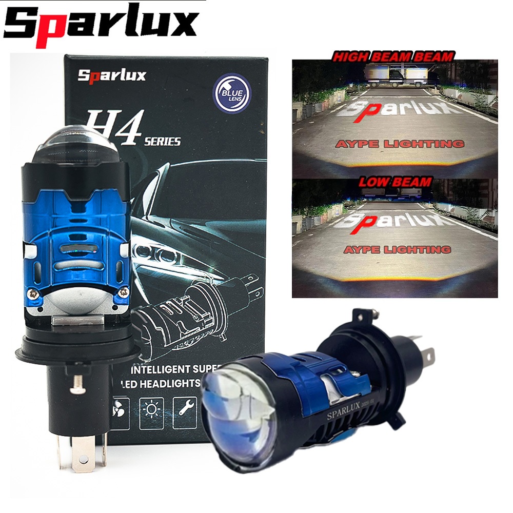 Sparlux Blue Lens Projector ไฟหน้า H4 Mini Projector เลนส์ BILED ไฟหน้ารถจักรยานยนต์
