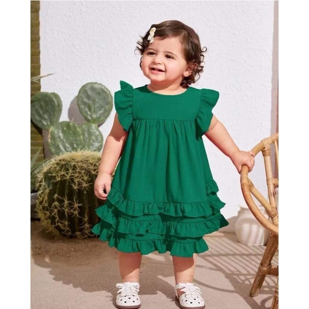KAIA RUFFLE DRESS สําหรับ GIRLS MINIMALIST RUFFLE DRESS สําหรับ CHILDREN