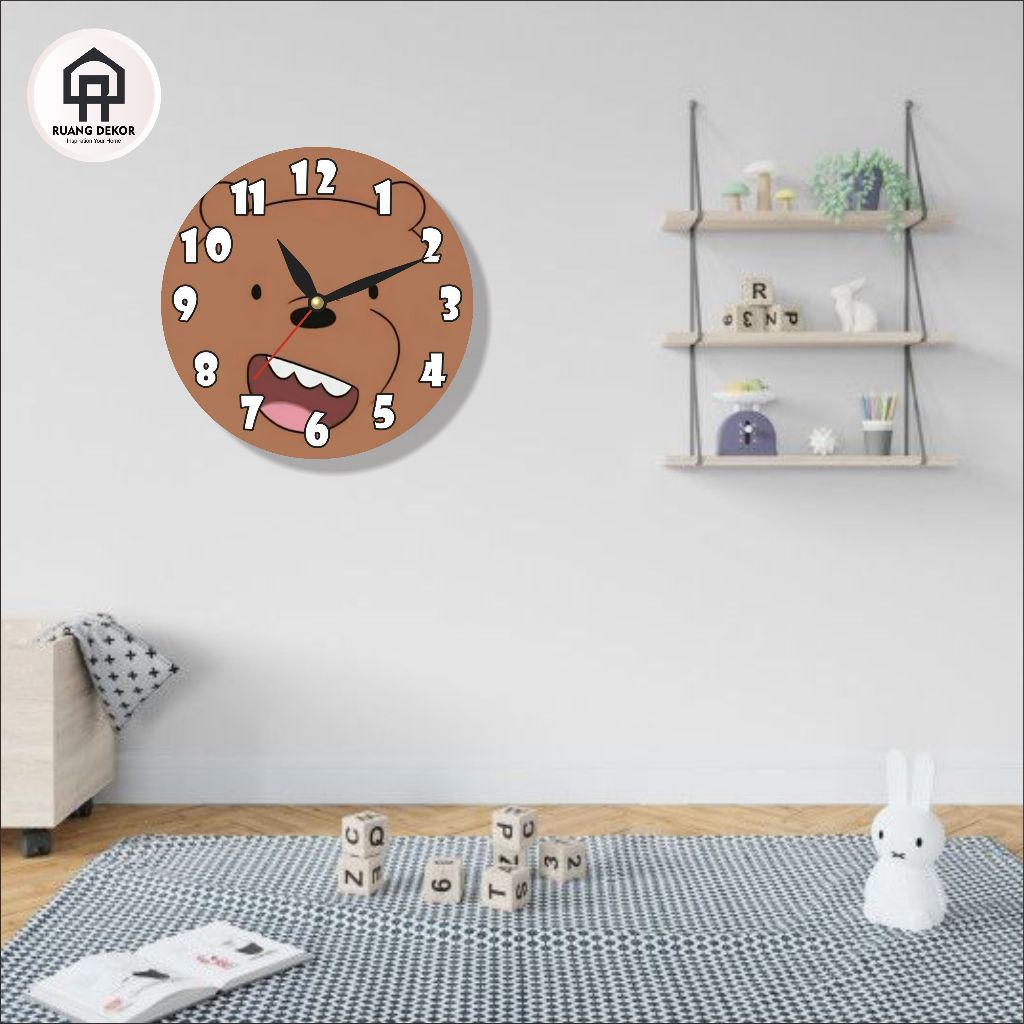 LIVING ROOM WALL CLOCK CARTOON THEME WE BARE BEARS AESTHETIC WALL DECOR MIDDLE ROOM LIVING ROOM