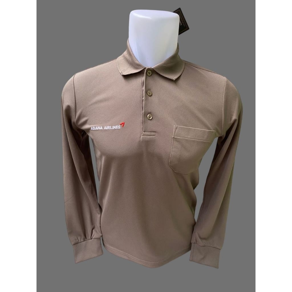Asiana Airlines เสื้อยืดคอปกโปโลพนักงานการบินและช่างเกาหลี