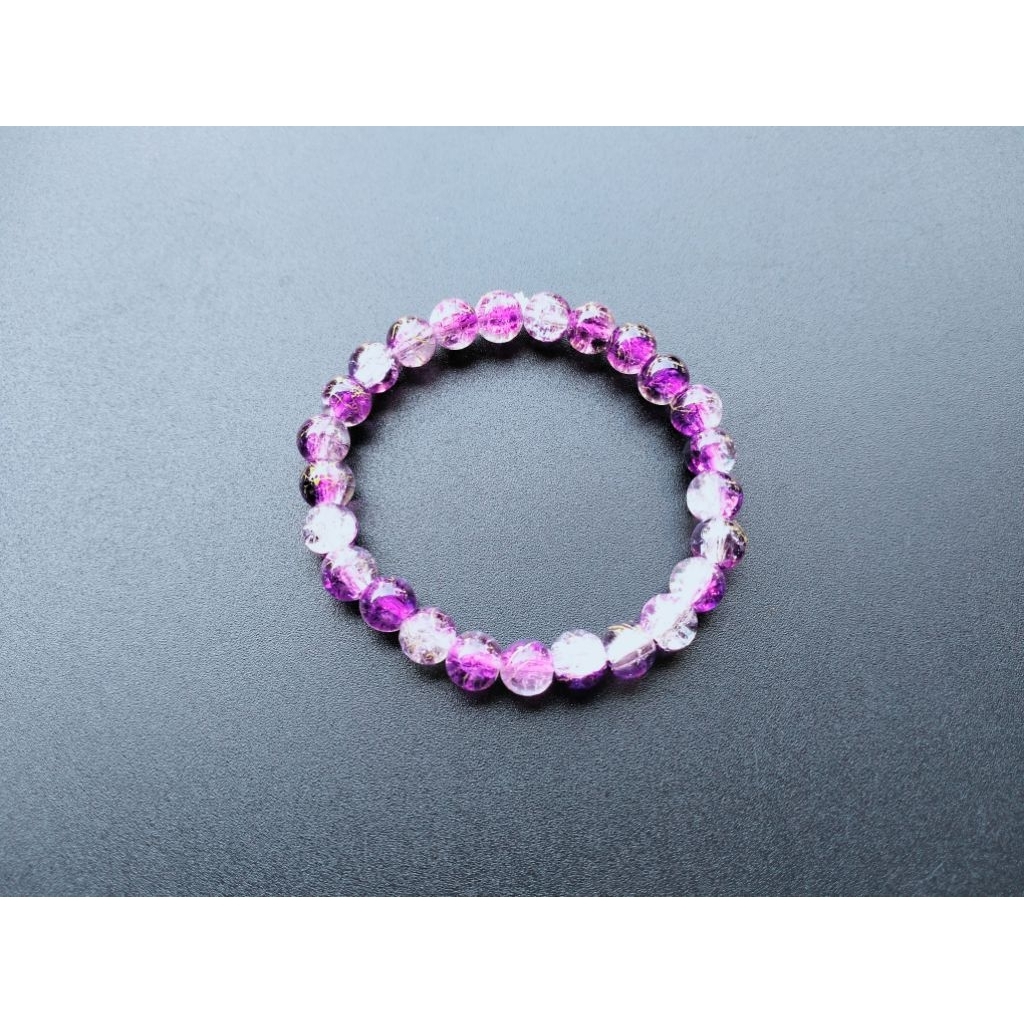 G358 8MM JADE GLASS CRYSTAL PEARL BRACELET