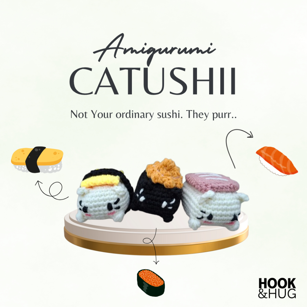 Amigurumi Cat Sushi/Catushii สามารถเดี่ยวได้