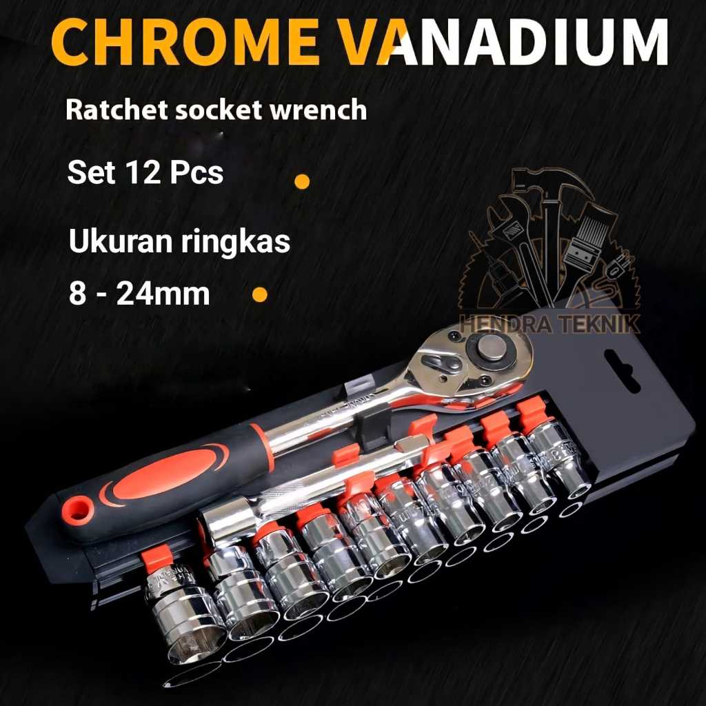12PCS DR 1/2" นิ้ว SOCKET WRENCH SET RATCHET SOCKET SET SHOCK WRENCH HOBBY SOCKET WRENCH