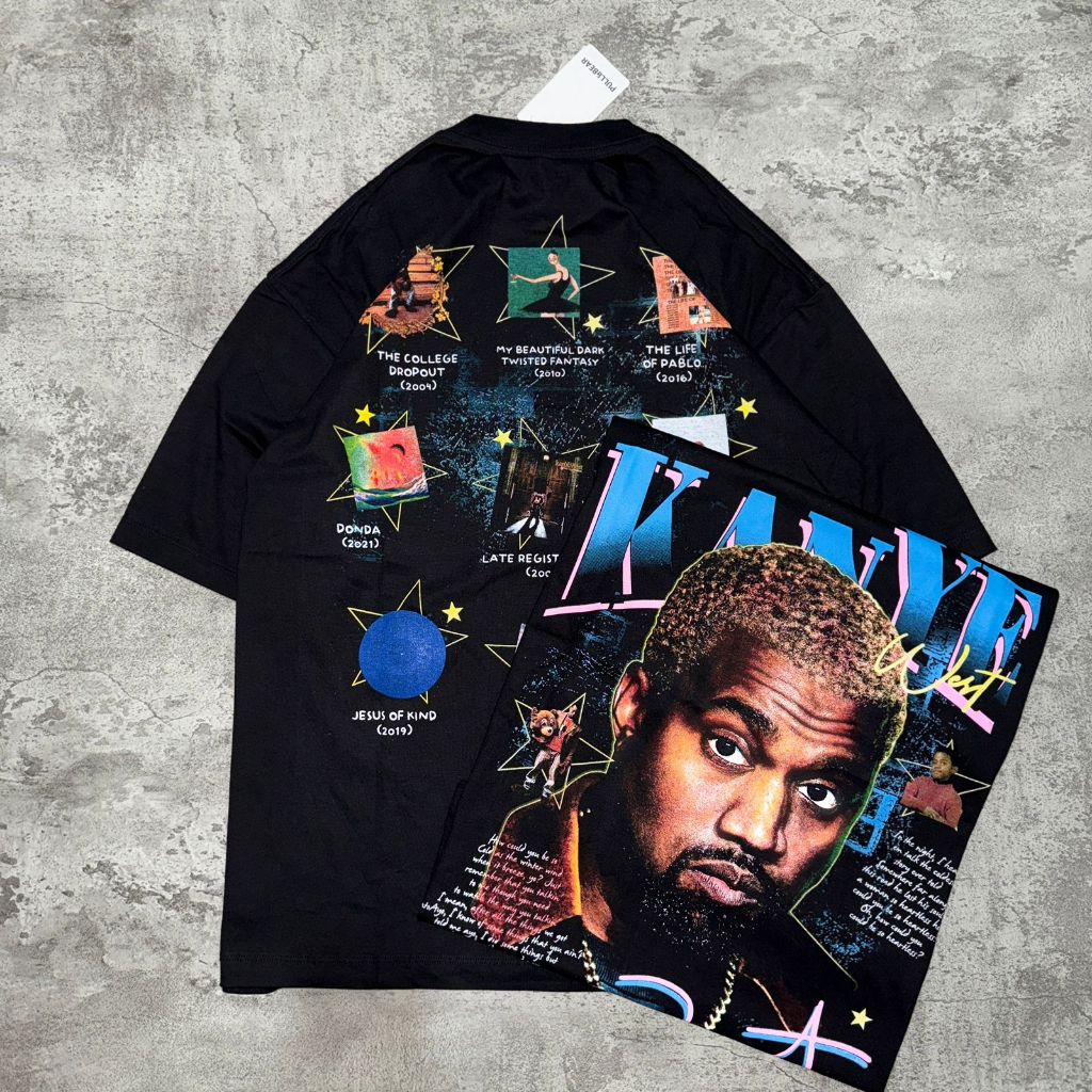 P&B เสื้อยืด Oversize Kanye West - เสื้อยืด Vintage Kanye West Large Black 20s