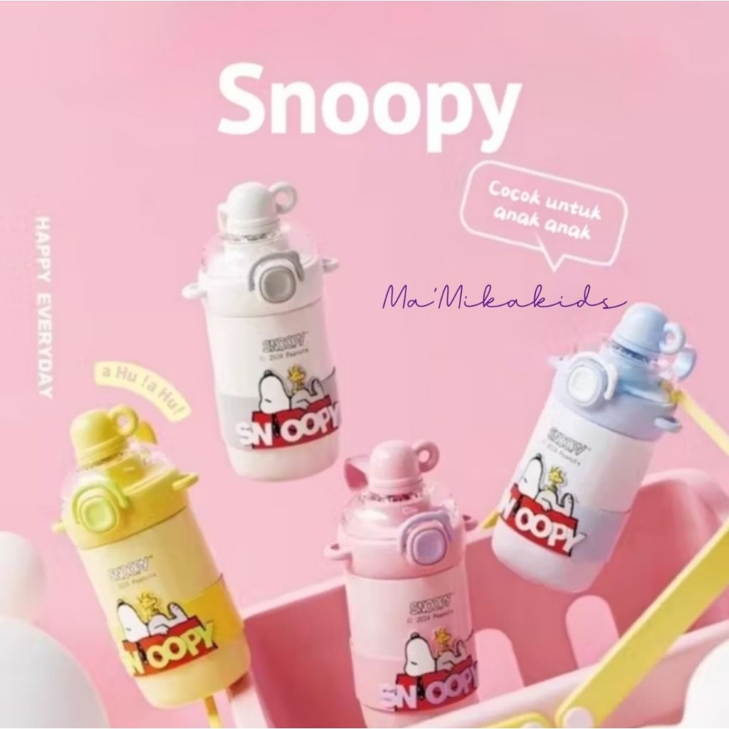 Snoopy ขวดน้ําดื่มเด็กสแตนเลส 2 in 1 480ml SUS 316