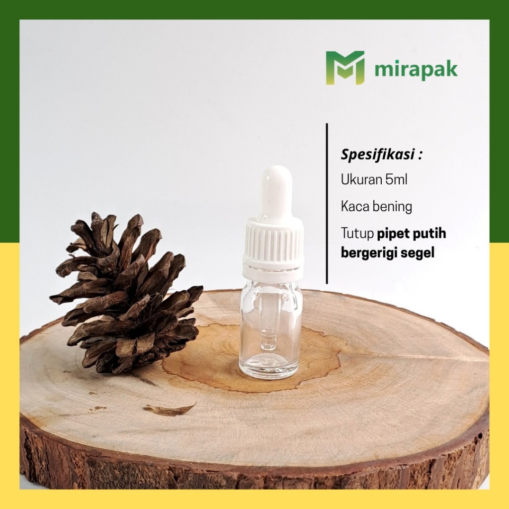 ขวดใส PIPETTE 5ML พร้อมแก้ว THICK - แหวนซีลสีขาว - SKINCARE COSMETIC SERUM - R18SEALWHITE RUBBER18WH