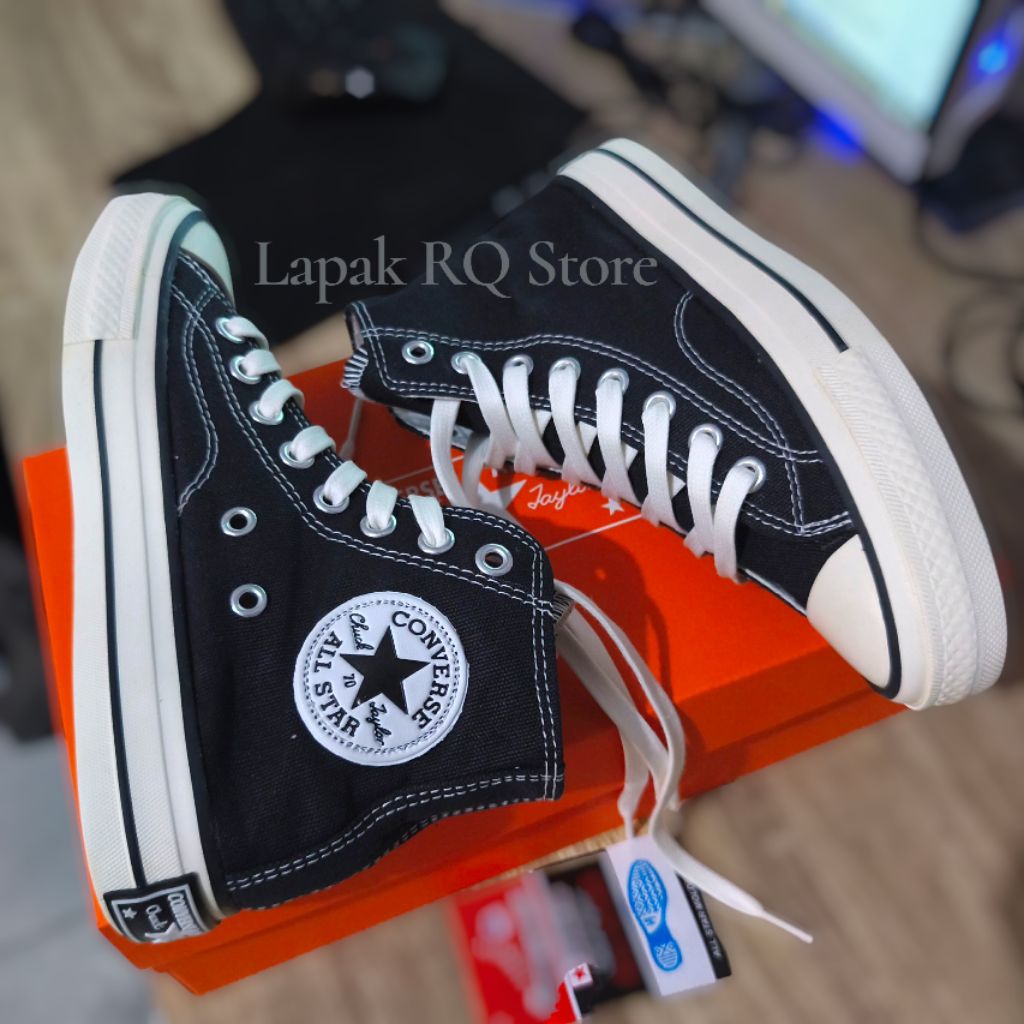 100% CONVERSE 70S HIGH ALL STAR CHUCK TAYLOR HI EGRET สีดําสีขาว EGRET CT UNDFEATED ALL STAR HIGH 70