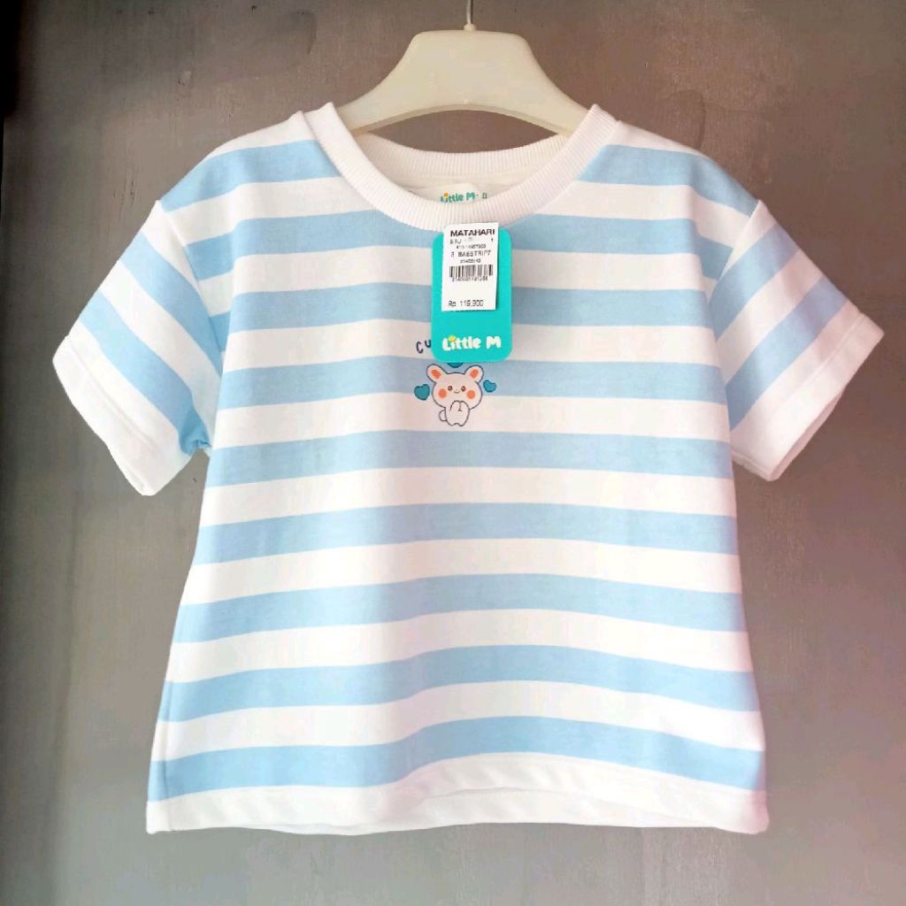 เสื้อยืดเด็กผู้หญิง Little M Stripe Cute Bunny (APK)