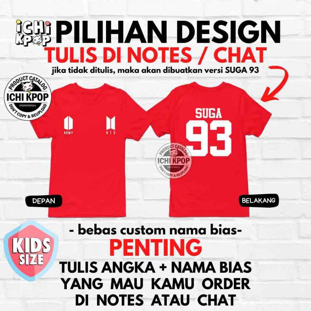 CHILDRENS T-SHIRT 17s ARMY (พิมพ์ลายหน้าหลัง) taehyung jimin suga yoongi seokjin namjoon jhope jungk