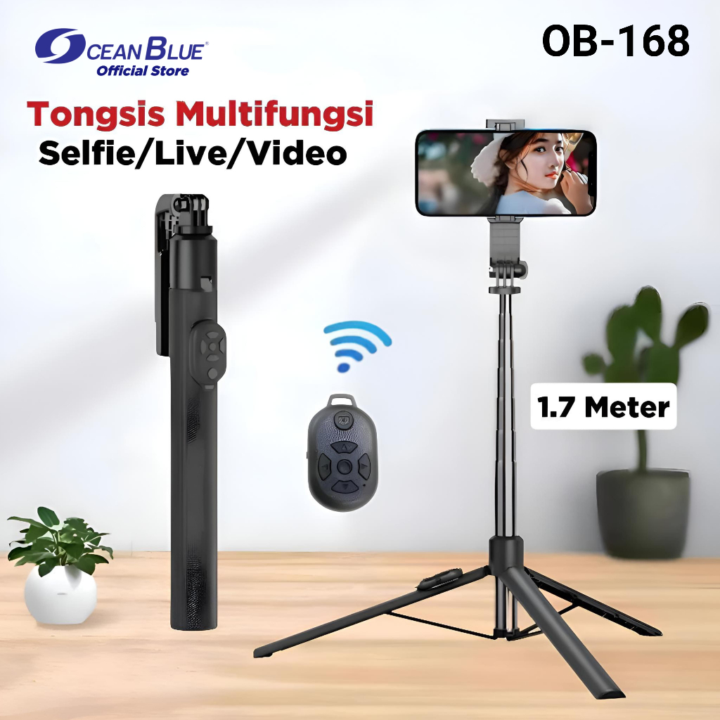 OCEANBLUE แหนบขาตั้งกล้องระยะไกลSelfie Stick StandHolder HP OB168 เนื้อหา Creator 1.7 เมตร
