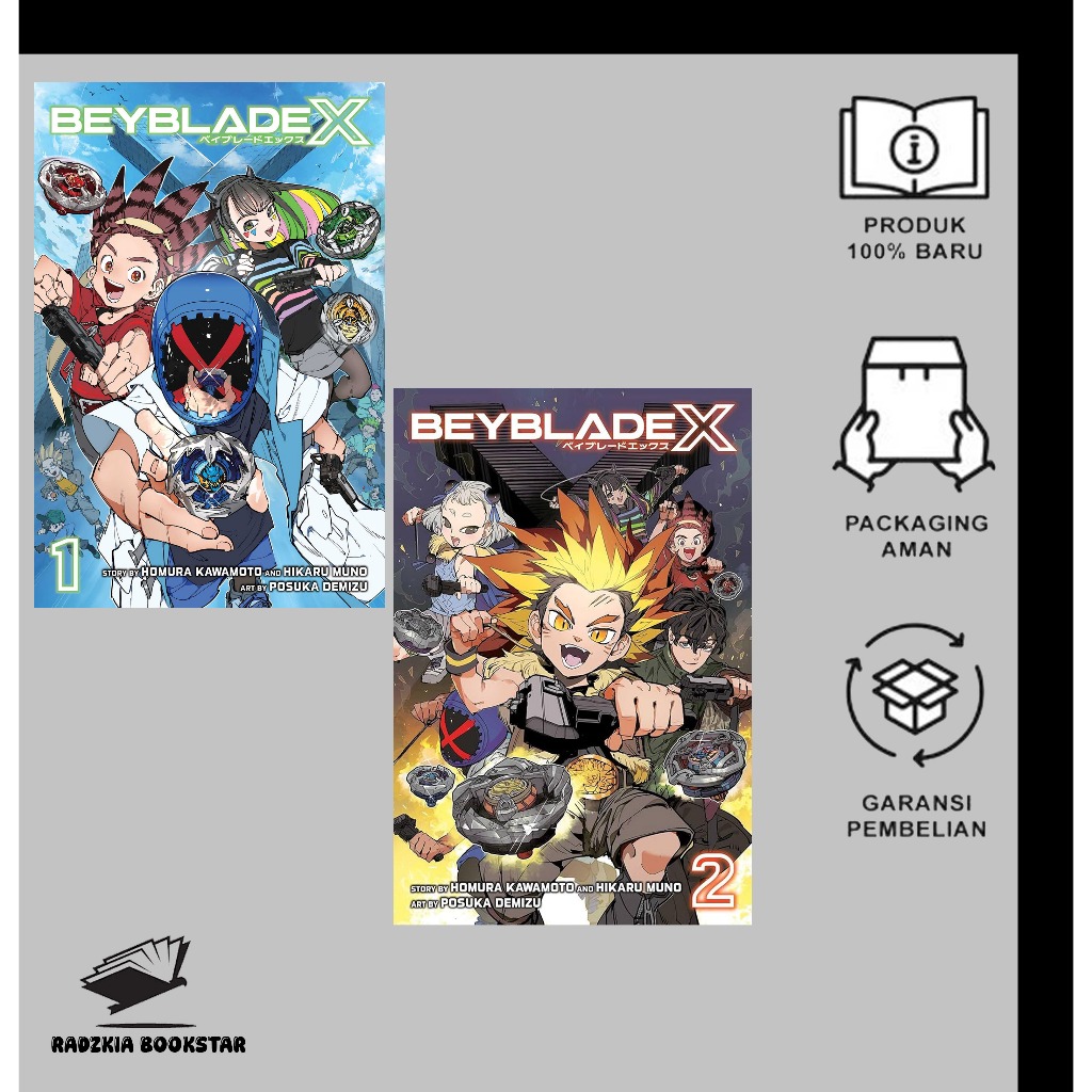 หนังสือการ์ตูน Beyblade X โดย Homura Kawamoto Vol. 1 & 2 - อังกฤษ