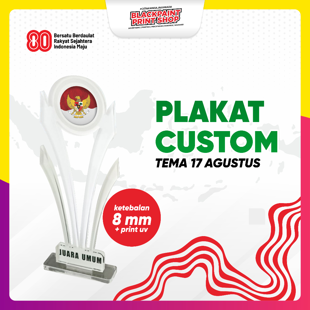 INDEPENDENCE / 17 AUGUST / CUSTOM PLAQUE 8 MM