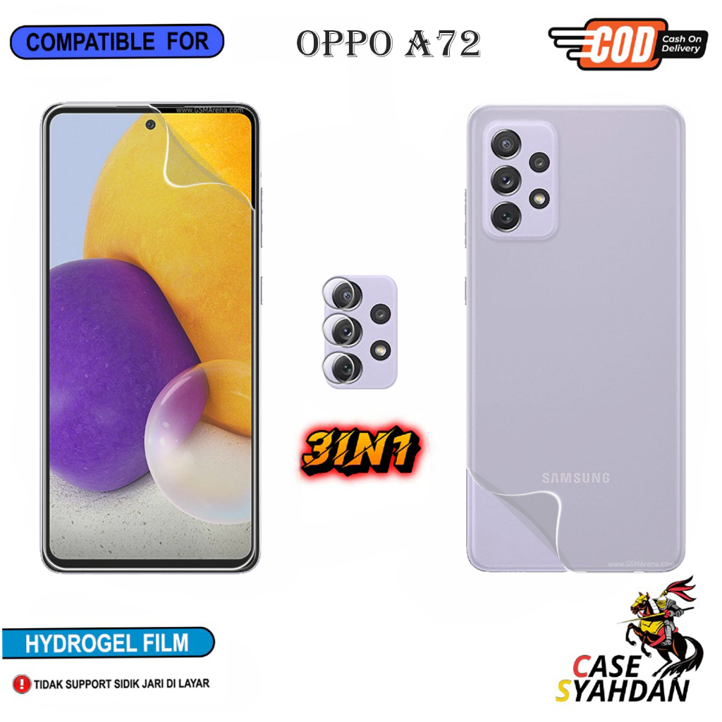 3IN1 ฟิล์มไฮโดรเจลป้องกันรอยขีดข่วนสําหรับOppo A72 A73 4G 5Gฟิล์มป้องกันหน้าจอ