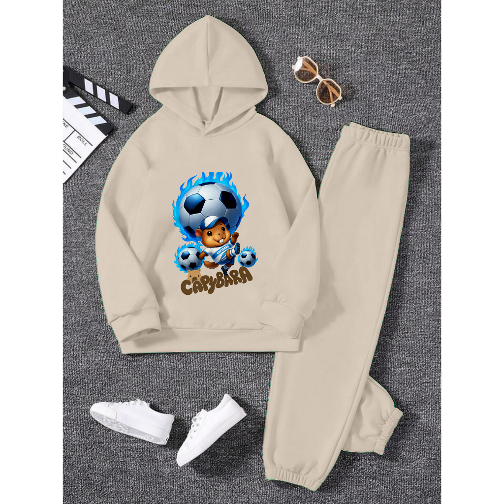 ชุดเสื้อกันหนาวมีฮู้ดหมวกวัยรุ่นสําหรับเด็ก เล็กซ์ander พร้อมรูปภาพ Capybara Futbol