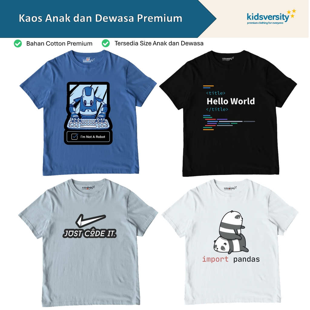 Coding Programmer Python Robot T-Shirt Premium Distro เสื้อสําหรับผู้ชายและผู้หญิงผ้าฝ้าย