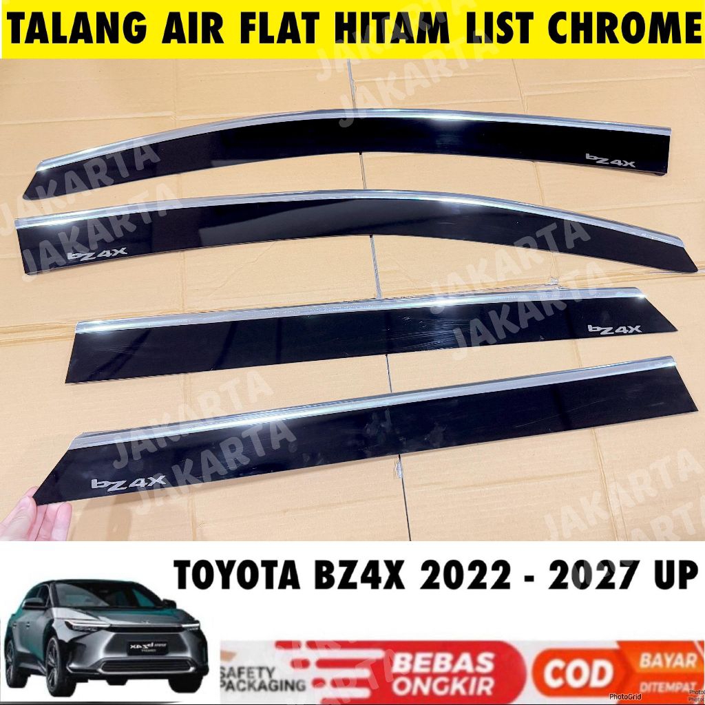 Toyota BZ4X 2022 2023 2025 2026 2027 Visor ด้านข้างแบนสีดํา Chrome List