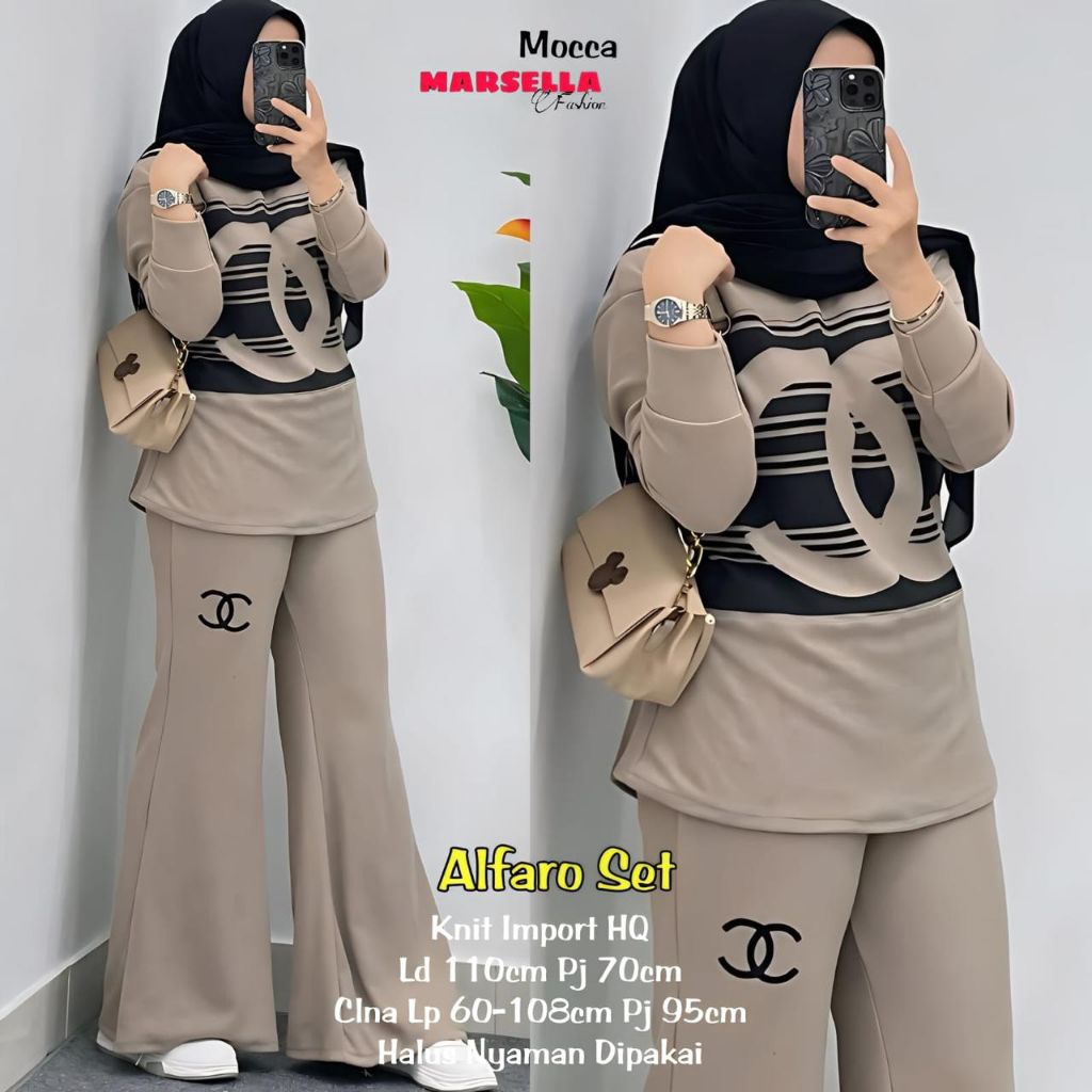 Alfaro set Marsella Fashion set ผู้หญิงถักพรีเมี่ยม HQ หรูหราร่วมสมัยสุดเท่
