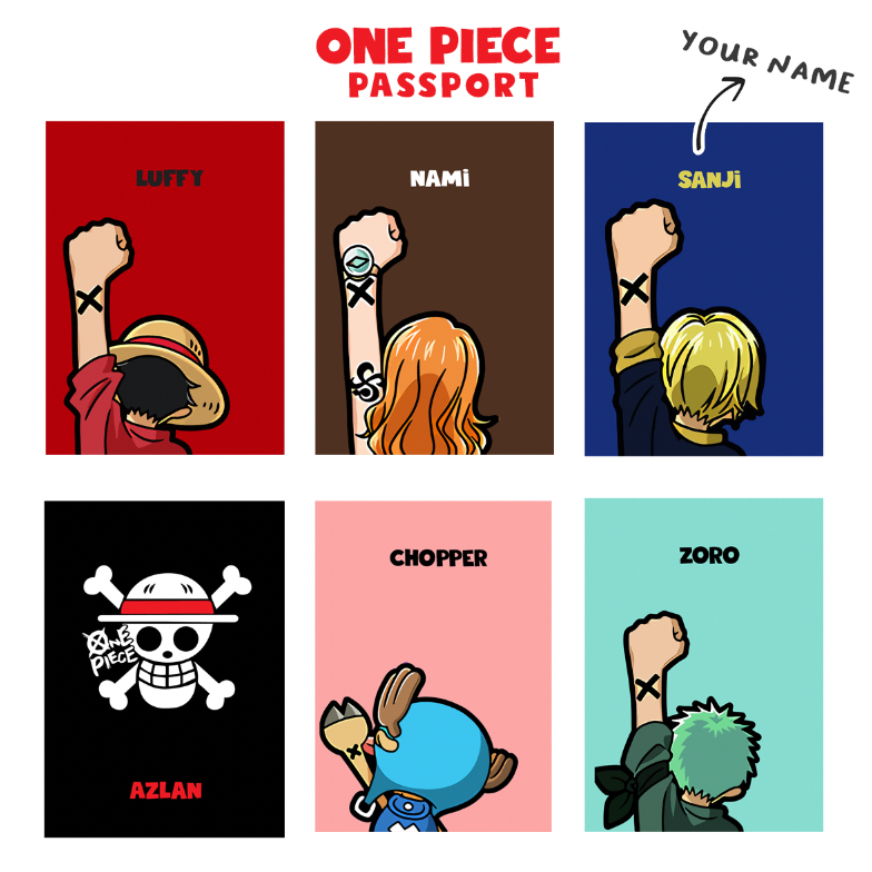One Piece Luffy Nami Chopper Sanji Zoro ปกหนังสือเดินทาง