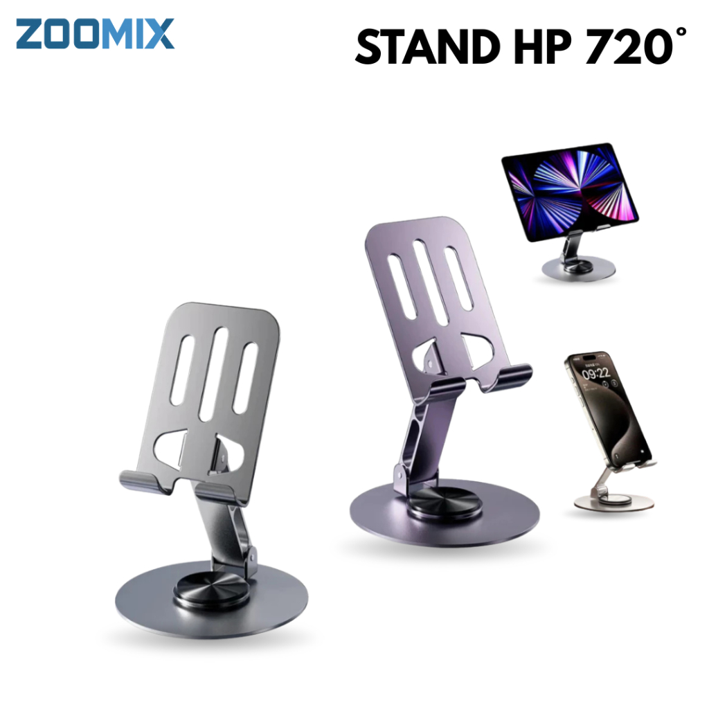 HP ZOOMIX มัลติฟังก์ชั่น 720 องศาหมุนโลหะแท็บเล็ตที่วางโทรศัพท์