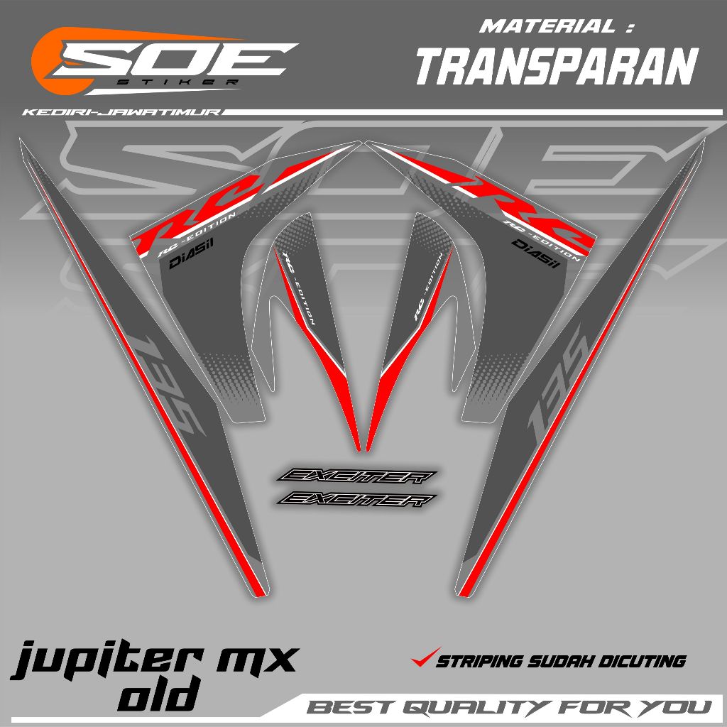 Striping Jupiter Mx Old TRANSPARENT Rc Exciter Lc135 / Jupiter Mx Old Rc Exciter
