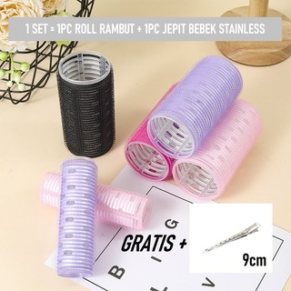 1PC Roll Rambut + 1PC Jepit Bebek Stainless Keriting Gulungan Rambut Poni Hair Curler 1 Set