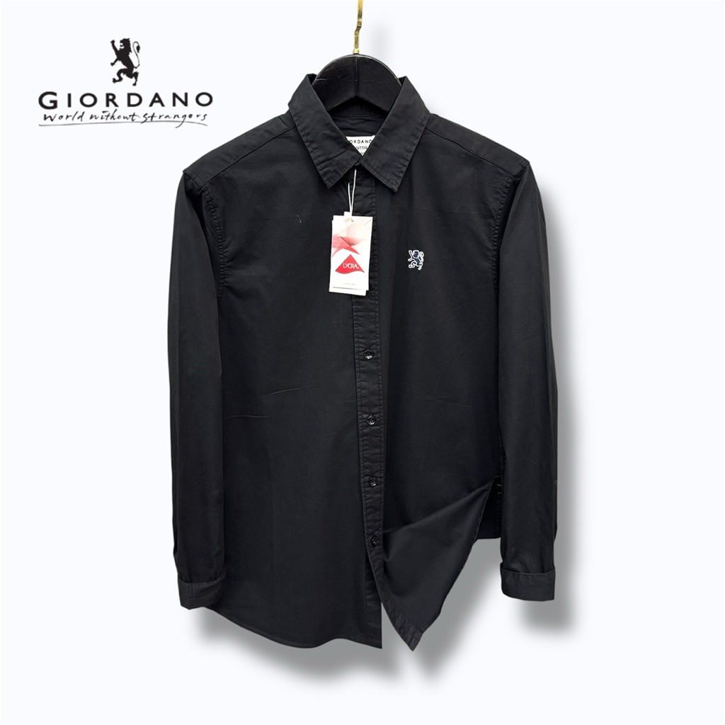 KEMEJA Giordano 3D Premium Long Shirt - เสื้อเชิ้ตลําลองผู้ชาย Cotton 30s Basic Plain - เสื้อเชิ้ตทางการผู้ชาย