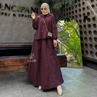 Mirae Set Rok Stripe Linen SemiWool Stripe One Set Rok Umbrella by Diarletta