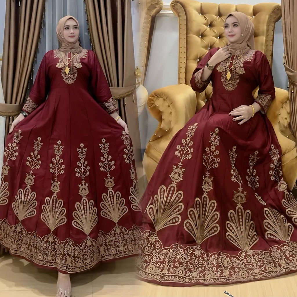 KATUN Gamis hinda kajol คอตตอนเรยอน Ld 110 งานปักสุดหรู
