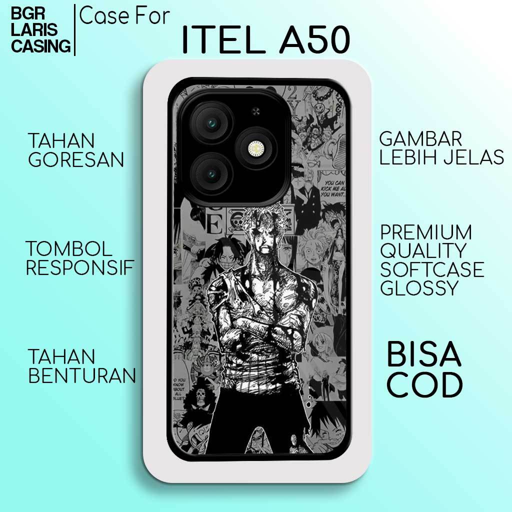 ITEL A50 Case - Premium Matte Hard Case Softcase - เคสโฮโลแกรมเคลือบเงาพร้อม ZORO Motif