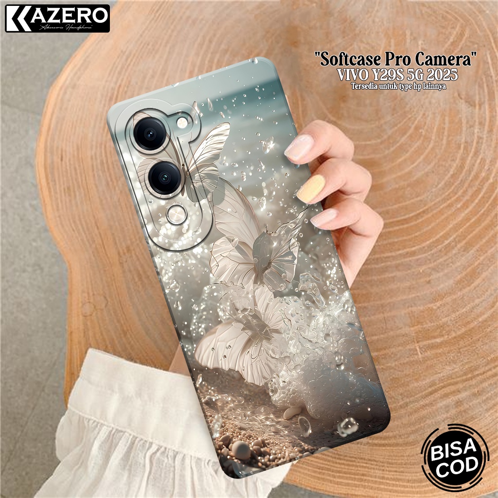 KAZEERO - เคสโทรศัพท์ VIVO Y29S 5G 2025 - เคสแฟชั่นผีเสื้อ - กล้อง Pro - เคส VIVO Y29S 5G 2025 Softc