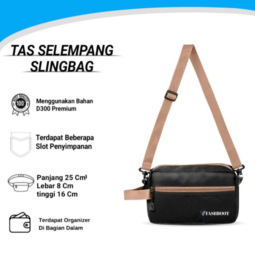 ZIGA Sling Bag กระเป๋าถือ Slingbag แฟชั่นสีดําล่าสุด