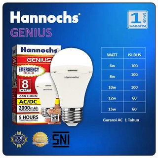 HANNOCHS GENIUS LAMPU PADAM EMERGENCY LAMP LED 6W/8W/10W/12W/15W Original / Magic Lamp LED