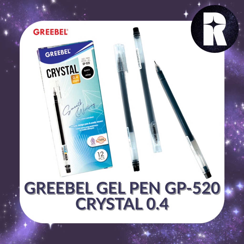 GREEBEL BLACK GEL PEN GP-520 CRYSTAL 0.4 (ชิ้น)
