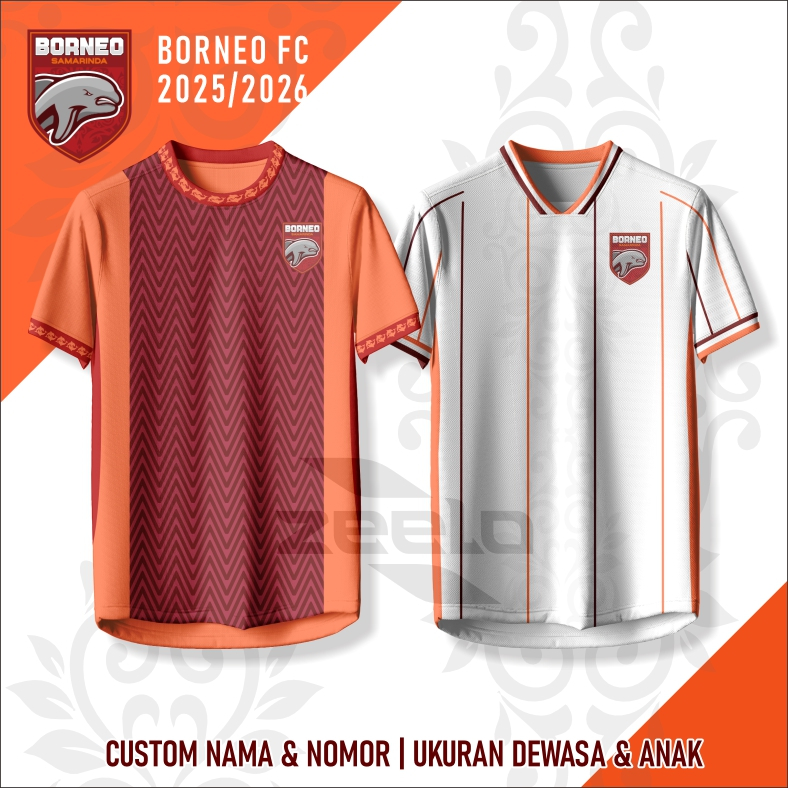 Borneo FC 2025 2026 เสื้อชื่อแบบกําหนดเองสําหรับผู้ใหญ่และเด็ก
