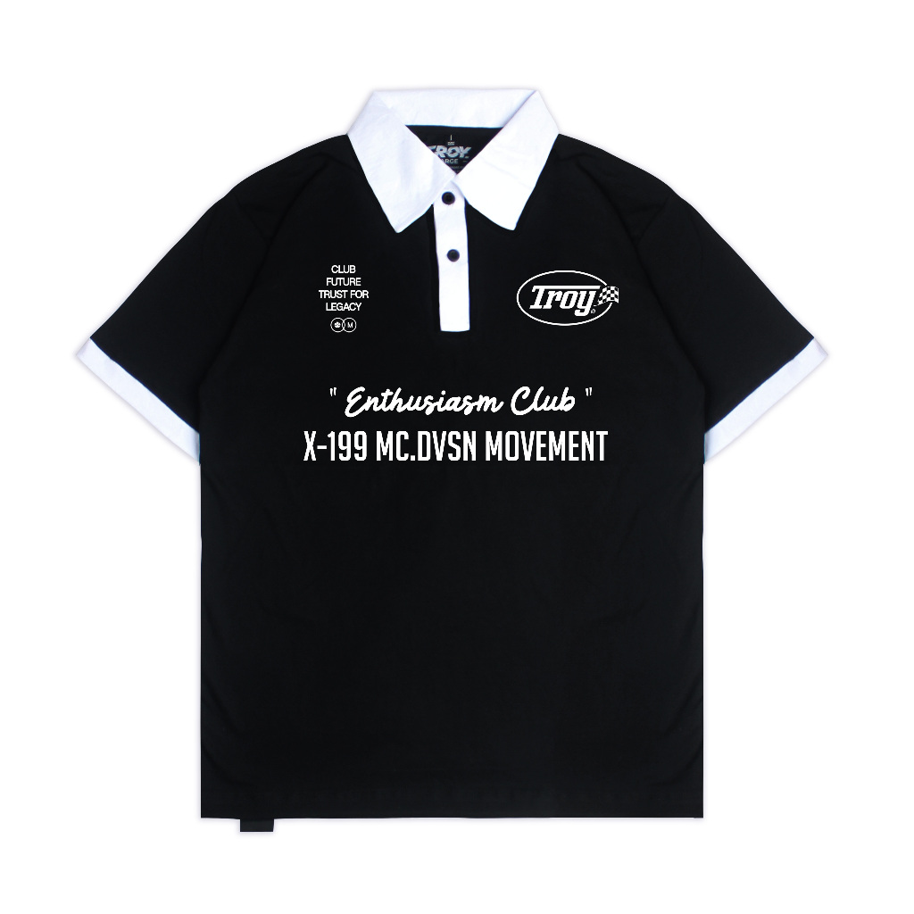 Troy Company Polo Wangky Tshirt Black White Entersm - เสื้อยืดคอปกขาวดํา WKD 3274