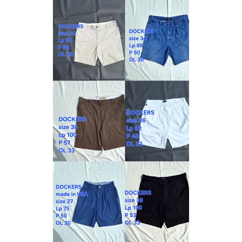 KATUN DOCKERS Short Pants Cotton Chino Denim Black White Brown Cream Navy size 27 34 36 38 jumbo