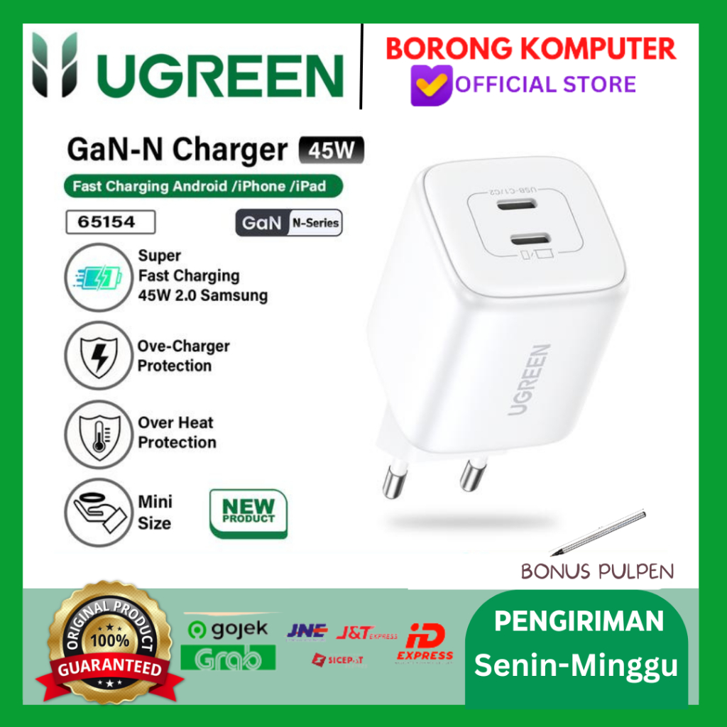 เครื่องชาร์จ UGREEN 65154 Dual USB c Gan 45W