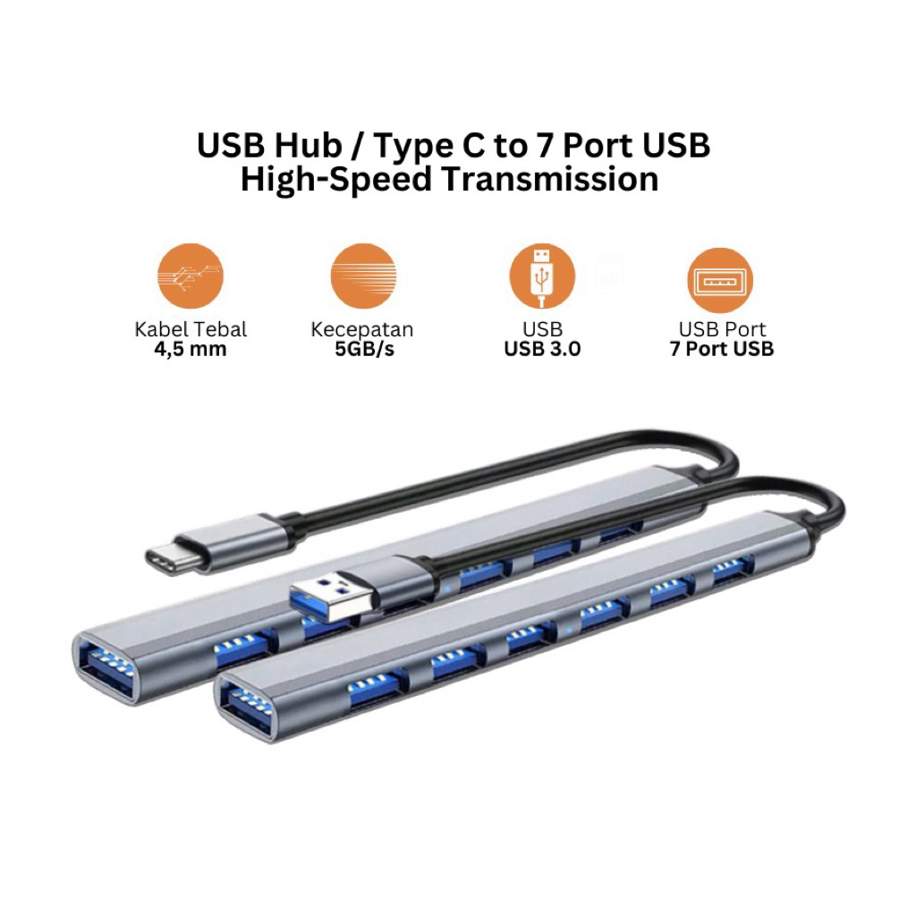 USB Hub 3.0 7 พอร์ตใน 1 Type c หรือ USB Hub 3.0 7 in 1
