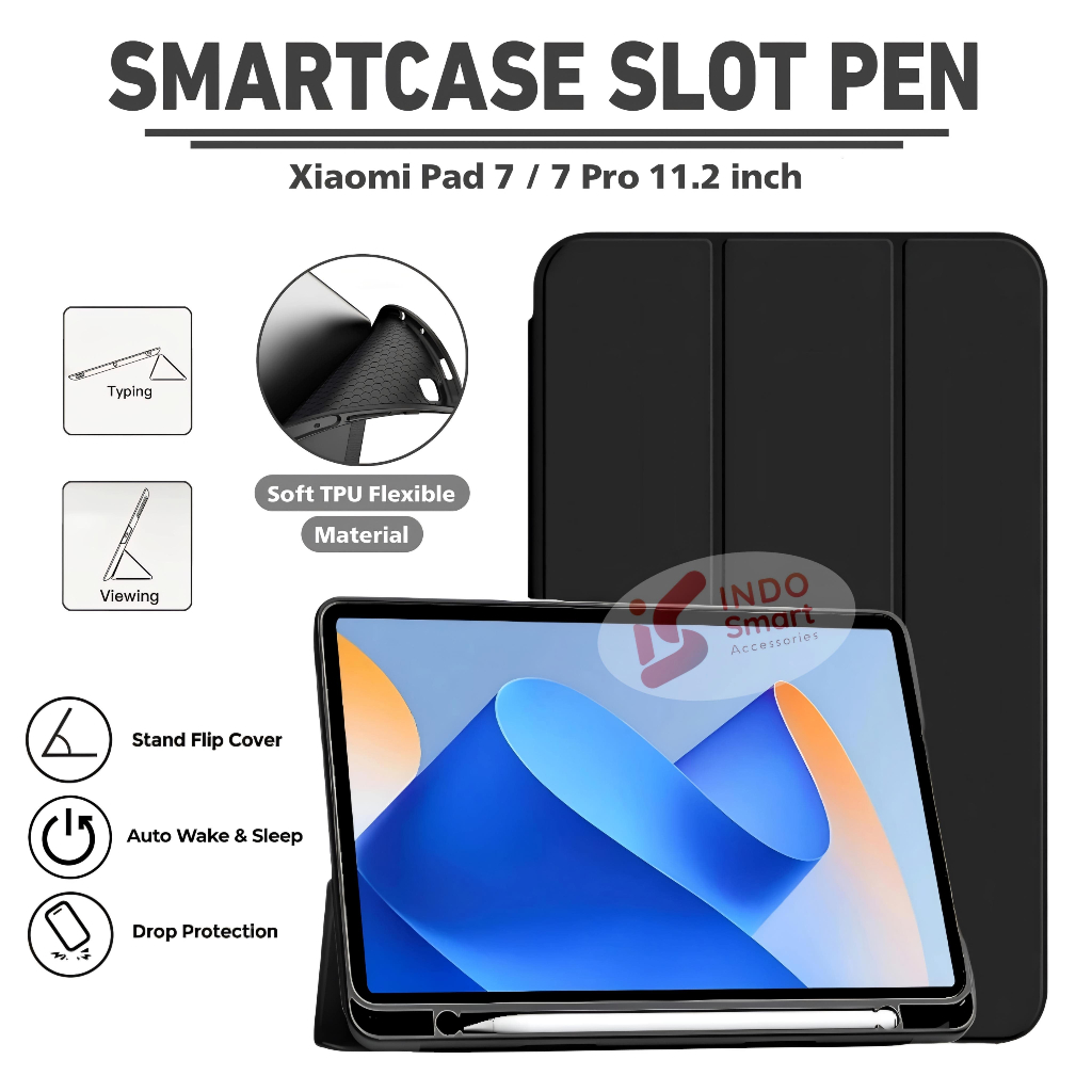 เคส Xiaomi Pad 7 | เสี่ยวหมี่แพด 7 โปร | Mi Pad 7 11.2 นิ้ว SmartCase Slot Pen Flip Book Cover Casin
