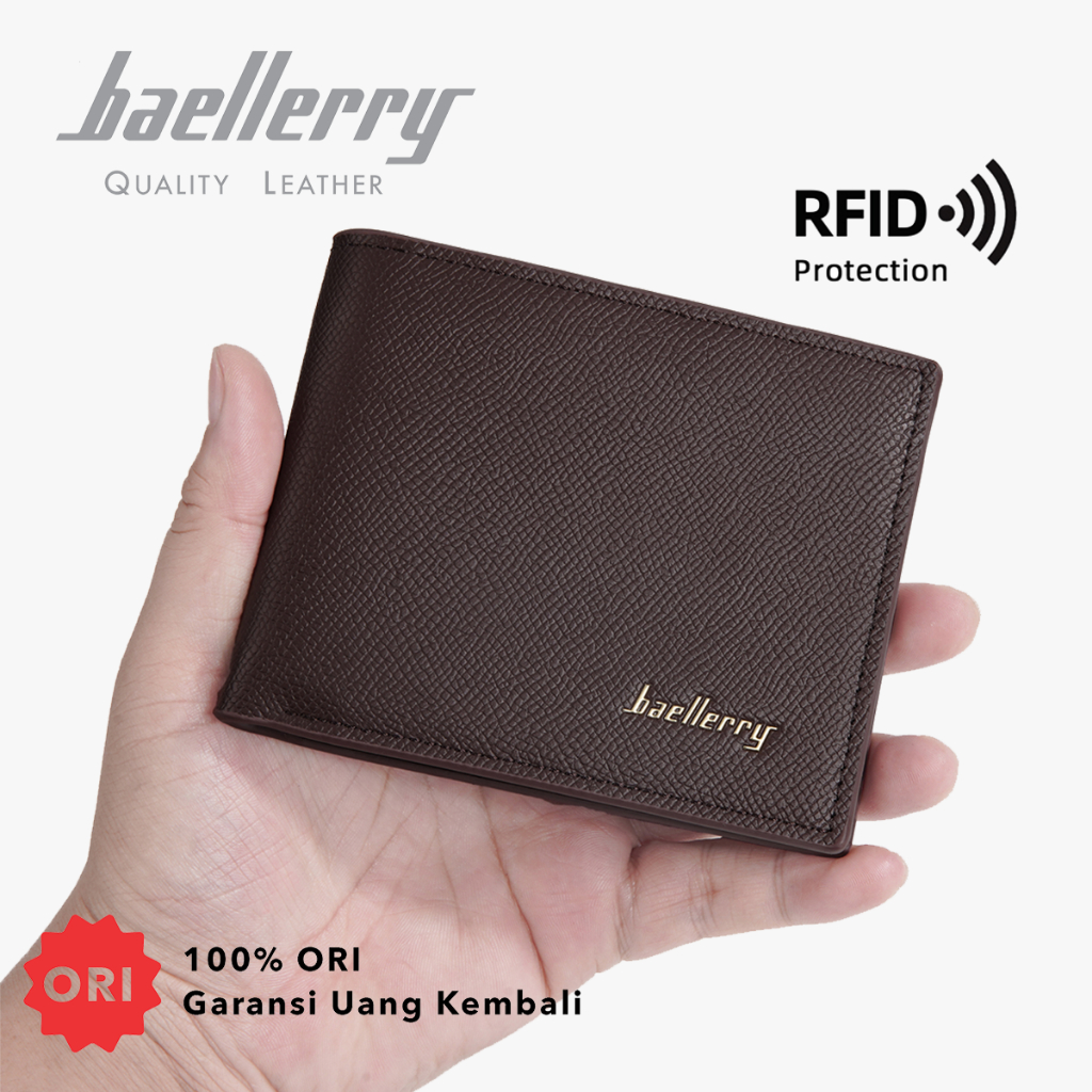 BAELLERRY D2394 กระเป๋าสตางค์ผู้ชาย RFID Protect Folding Made of Premium PU Leather BAEOS