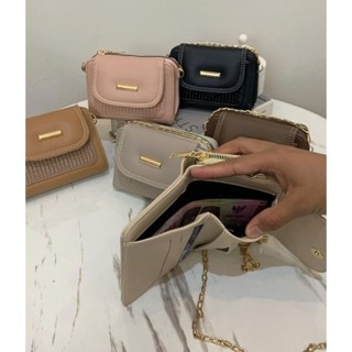Tas Dompet Selempang Lipat Zeta Debby Anyam Tas OOTD Terbaru kekinian/ Dompet Lipat Premium Ada Tali Panjang Haruna Banyak Ruang