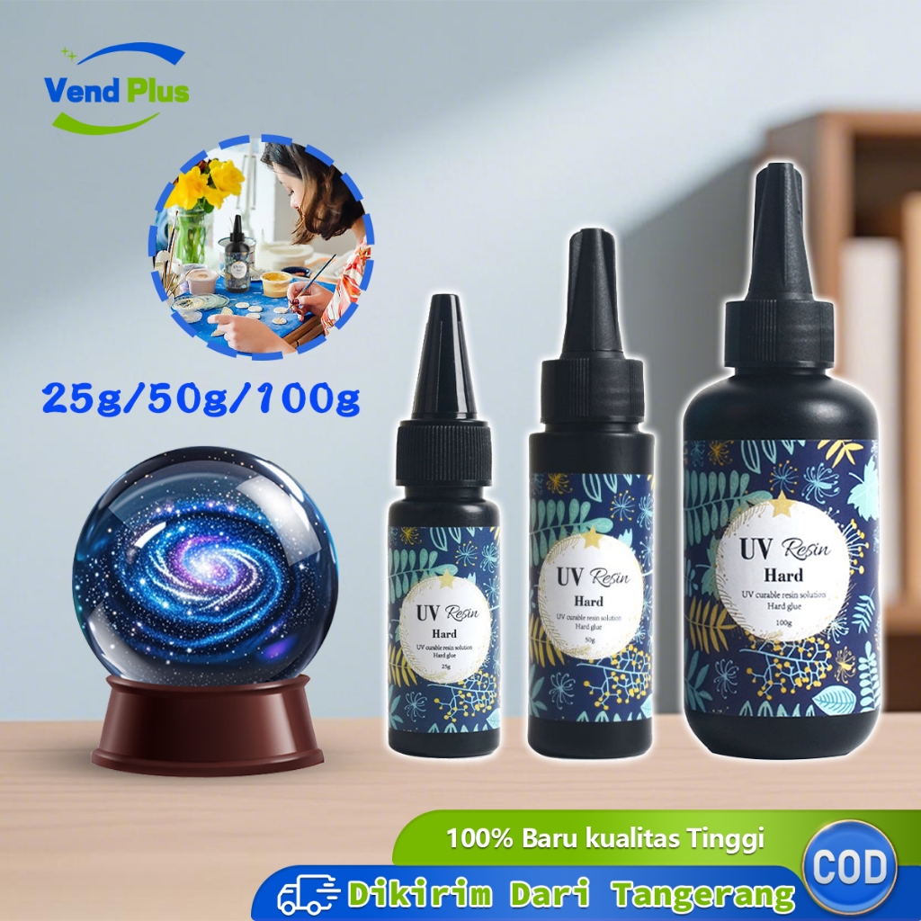 เรซิน UV ใส UV เรซิ่น Hard 25/50/100g DIY เรซิ่นใสไม่มีกลิ่นกาว UV เรซิ่นแข็ง